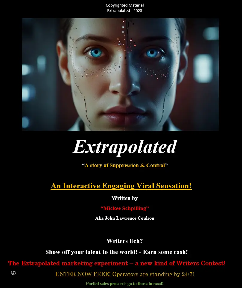 Extrapolated - a story of oppression and control! In a world of peace and harmony, what could possibly go wrong? What did go wrong? We have arrived at Utopia, but at what cost? EXTRAPOLATED - Yes you have been! Better buy the Book and be careful what you search for!!